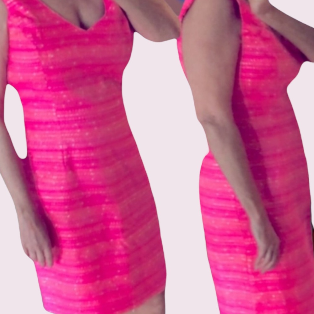 Lilly Pulitzer pink and gold striped shift dress